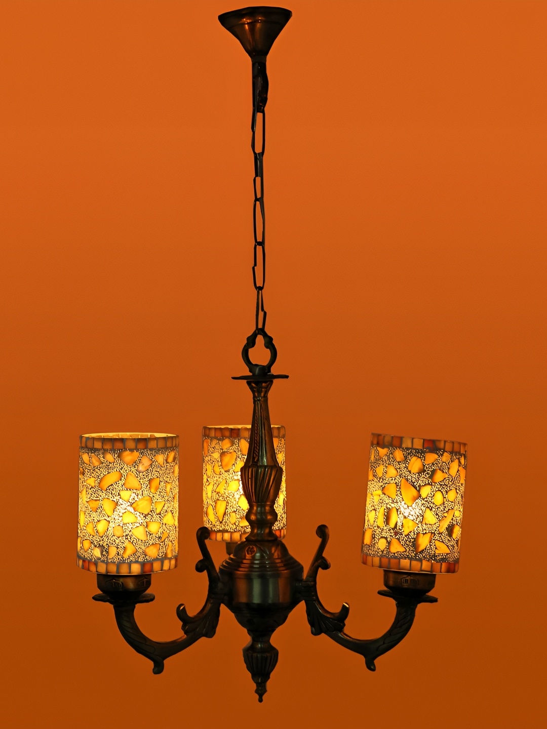 

Afast Yellow & Brown Textured Contemporary Glass Ceiling Lamp