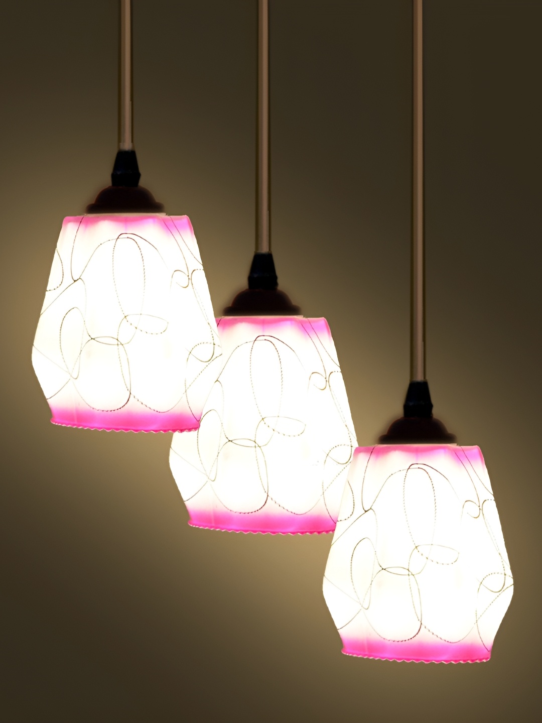 

Afast White & Pink Printed Bell Shaped Glass Ceiling Lamp
