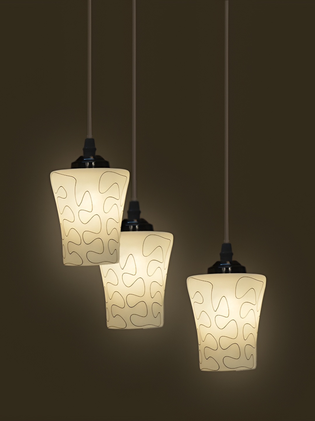 

Afast White & Black Printed Abstract Shaped Contemporary Glass Hanging Ceiling Lamp