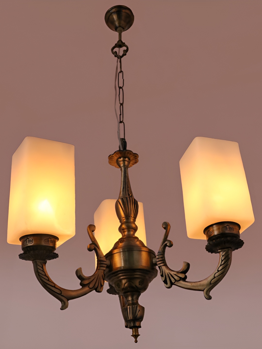 

Afast White & Brown Abstract Shaped Contemporary Glass Hanging Ceiling Lamp