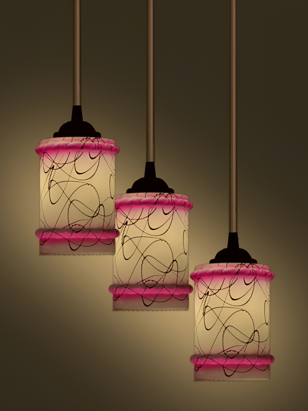 

Afast White & Pink Cylindrical Glass Ceiling Lamp