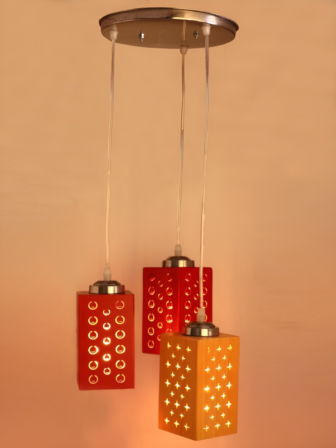 

Afast Orange & Red Rectangular Wooden Ceiling Lamp