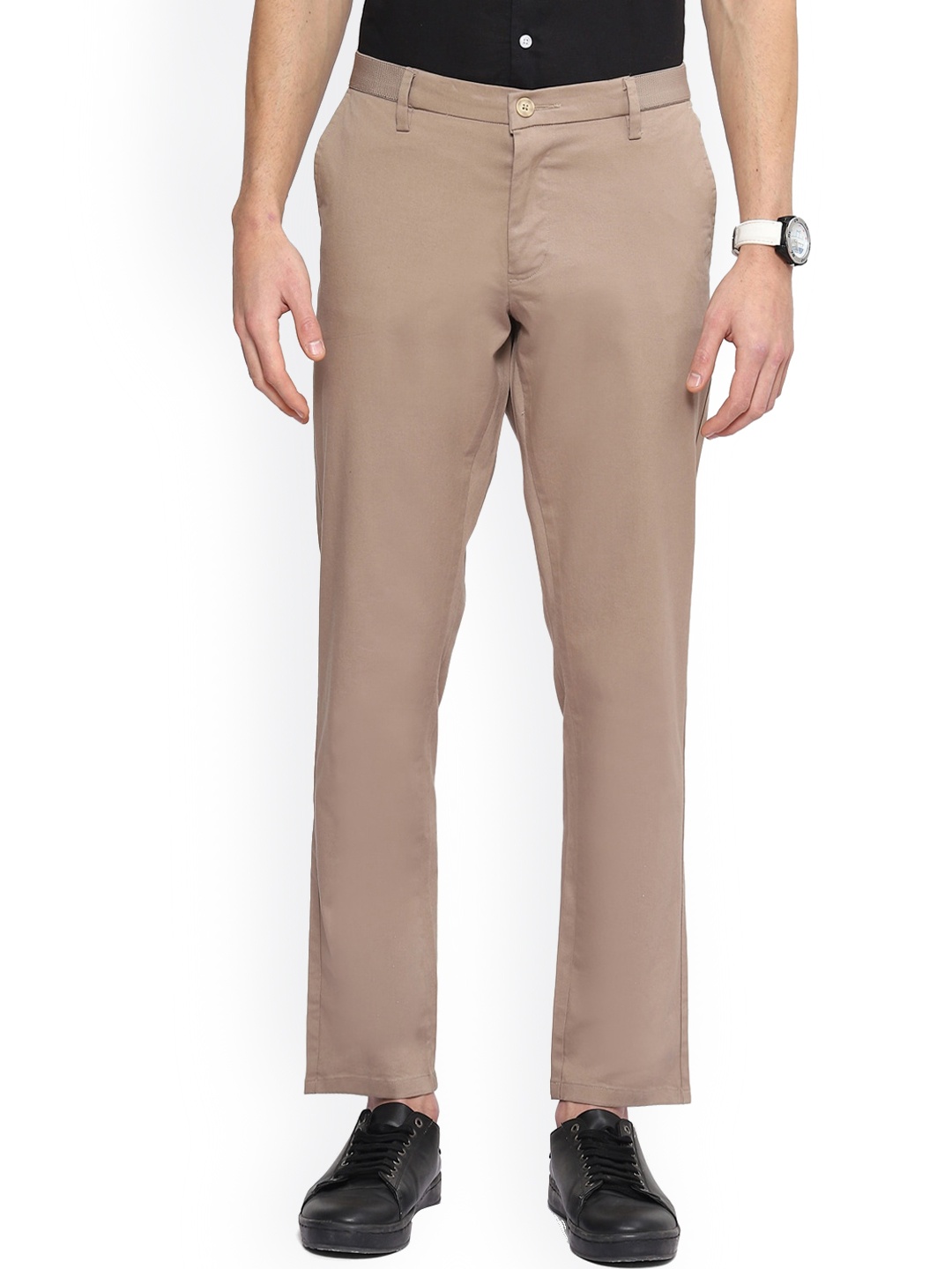 

2Bme Men Regular Fit Cotton Trousers, Brown