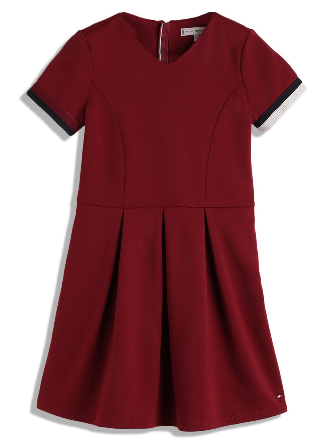 

Tommy Hilfiger Girls V- Neck Fit & Flare Dress, Red