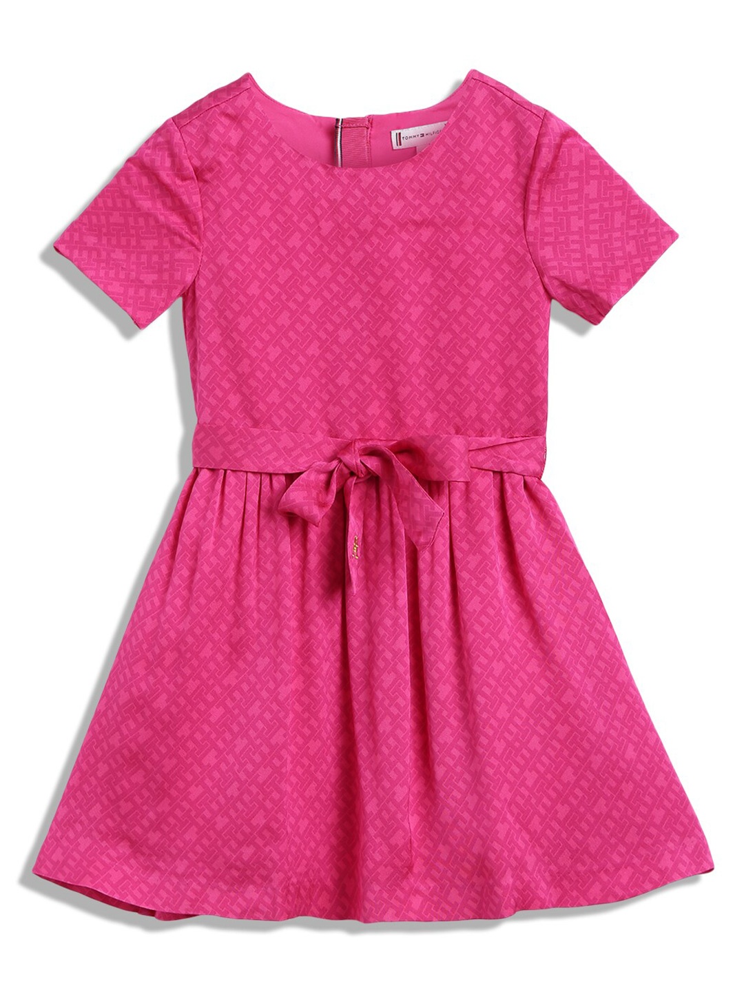 

Tommy Hilfiger Girls Geometric Printed Belted Fit & Flare Dress, Pink