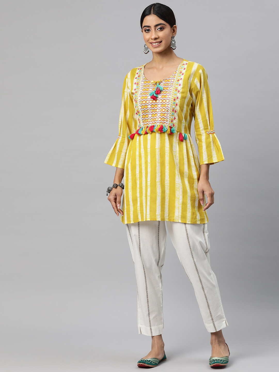 

Readiprint Women Embroidered Ethnic Co-Ords, Yellow