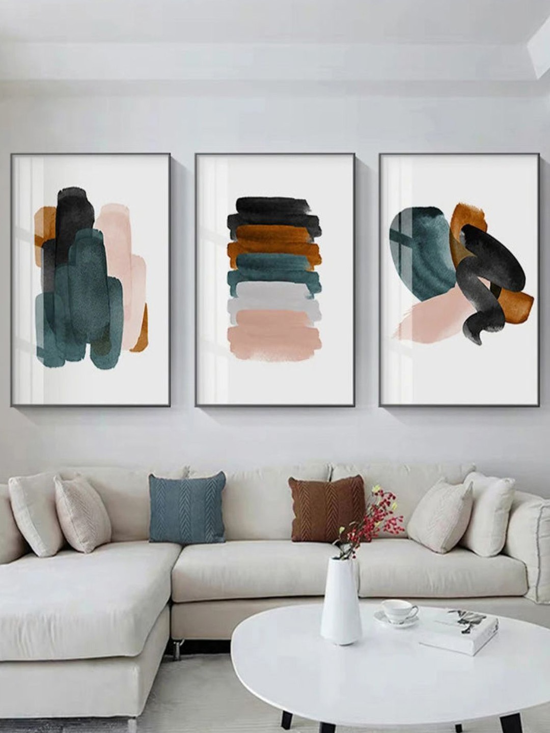 

THE HANDMADE FLAIR 3 Piece Canvas Abstract Wall Art, Multi