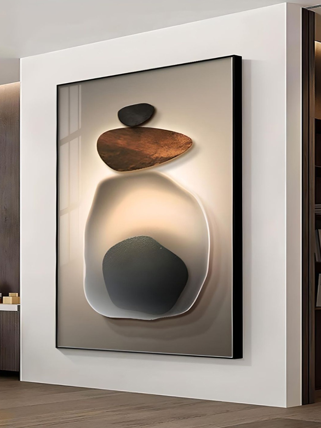 

THE HANDMADE FLAIR Grey & Brown Abstract Wooden Wall Art