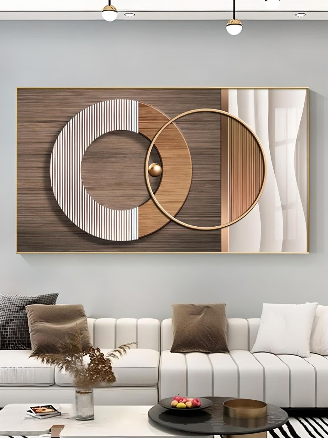 

THE HANDMADE FLAIR Brown Modern Abstract Architectural Geometric Wall Art