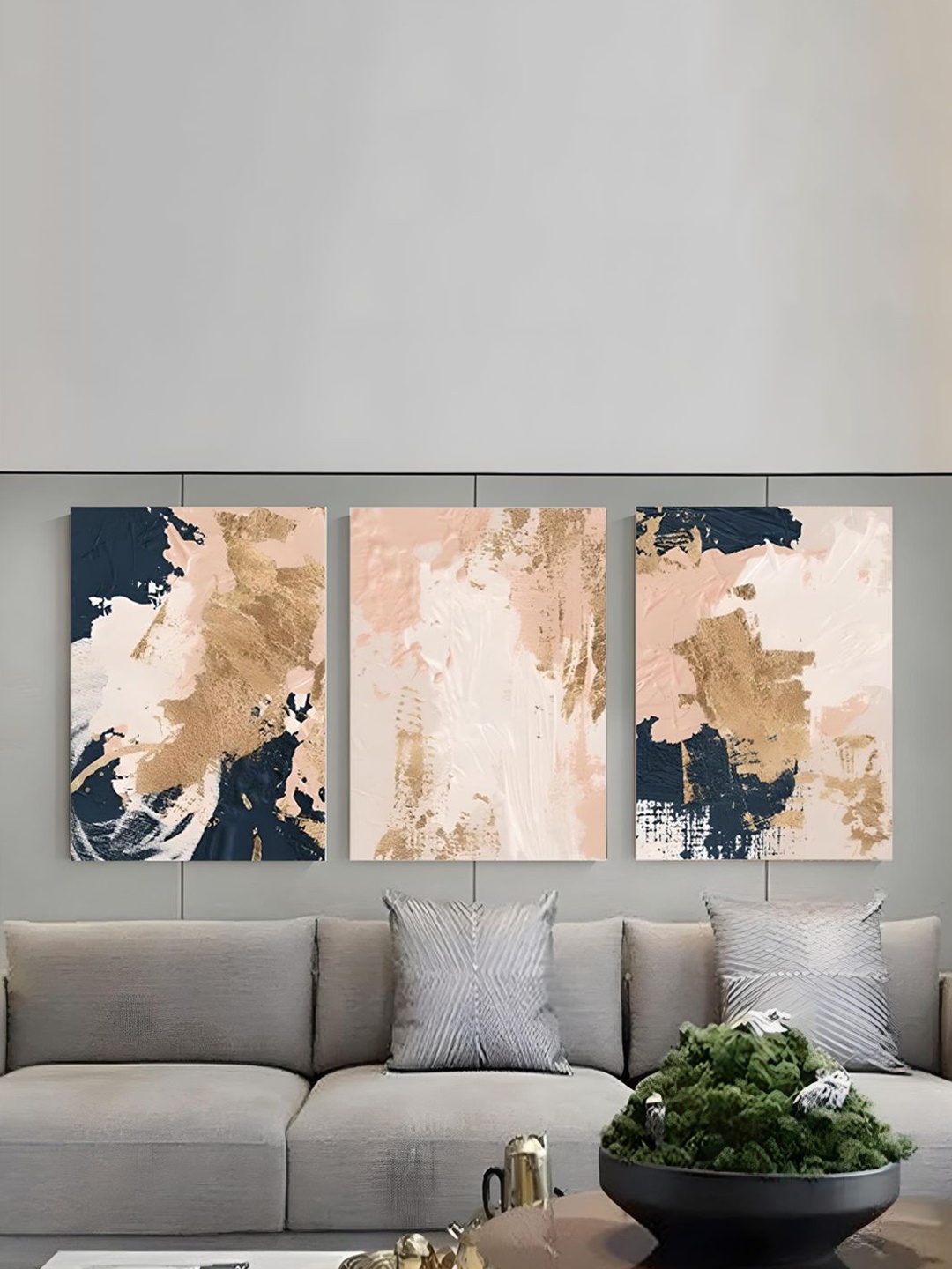 

THE HANDMADE FLAIR 3 Piece Wood Abstract Wall Art, Multi