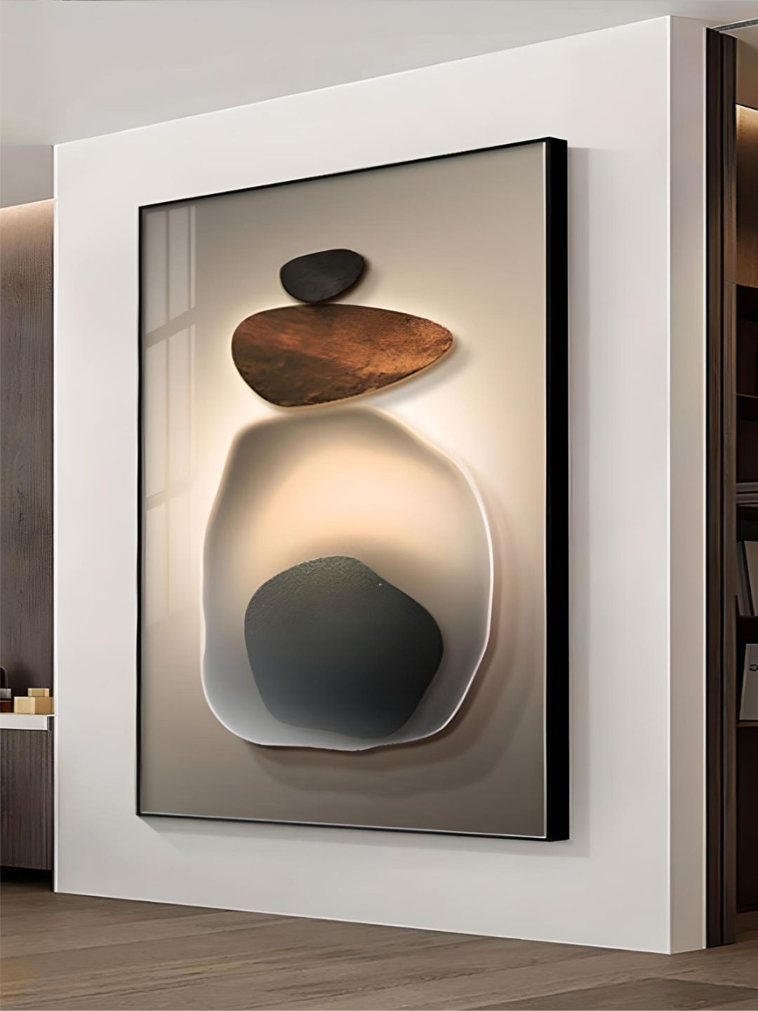 

THE HANDMADE FLAIR Brown Abstract Pebble Wall Art
