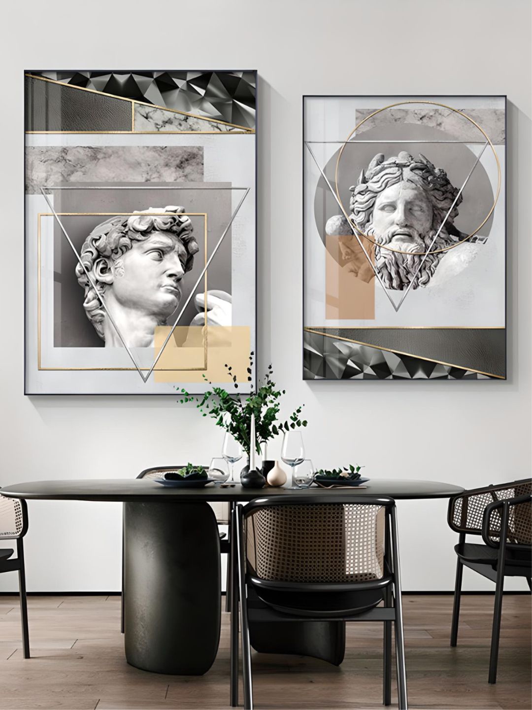 

THE HANDMADE FLAIR Grey 2 Pieces Geometry Renaissance Wall Arts