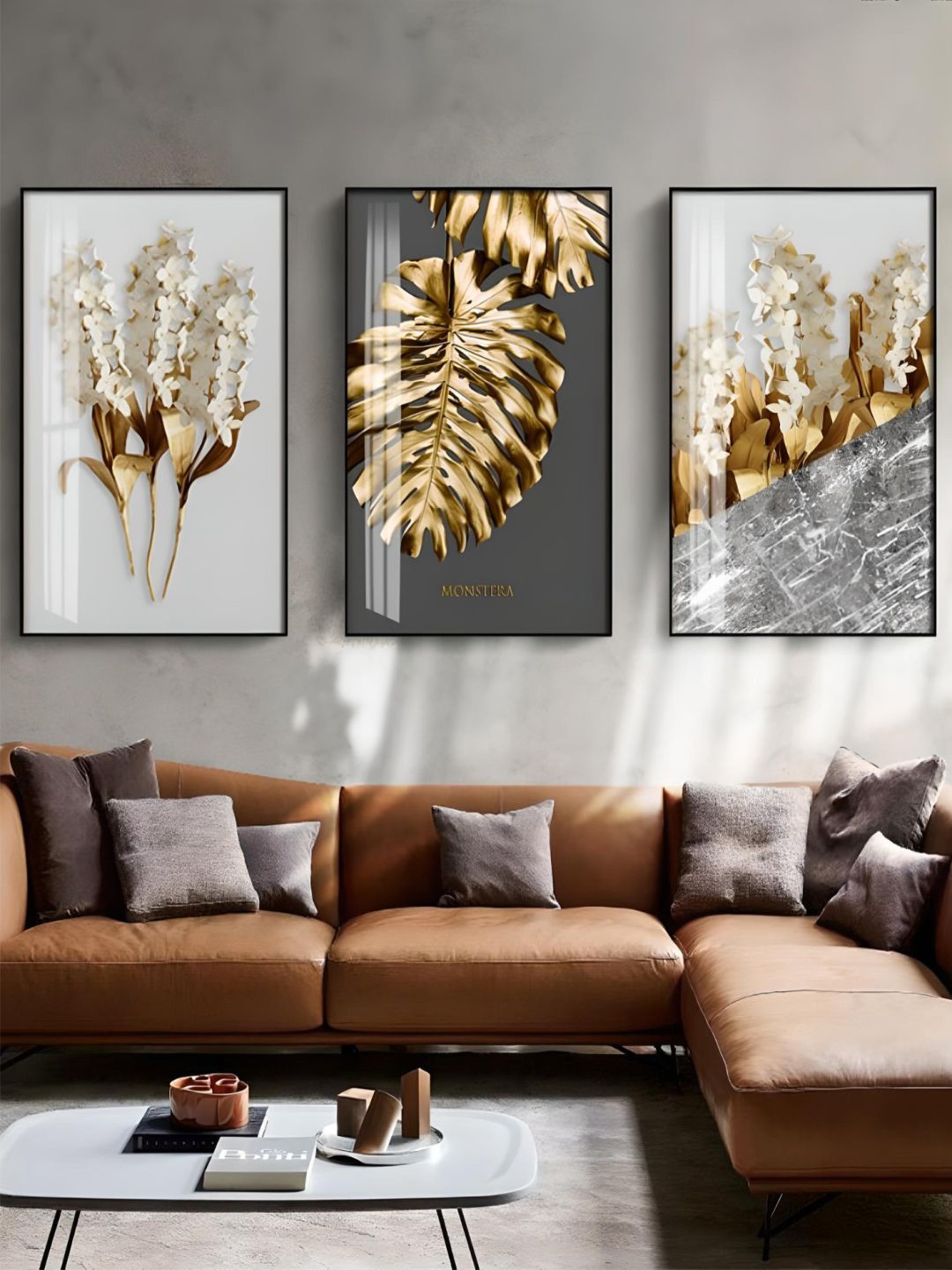 

THE HANDMADE FLAIR 3 Piece Wood Floral Wall Art, Multi