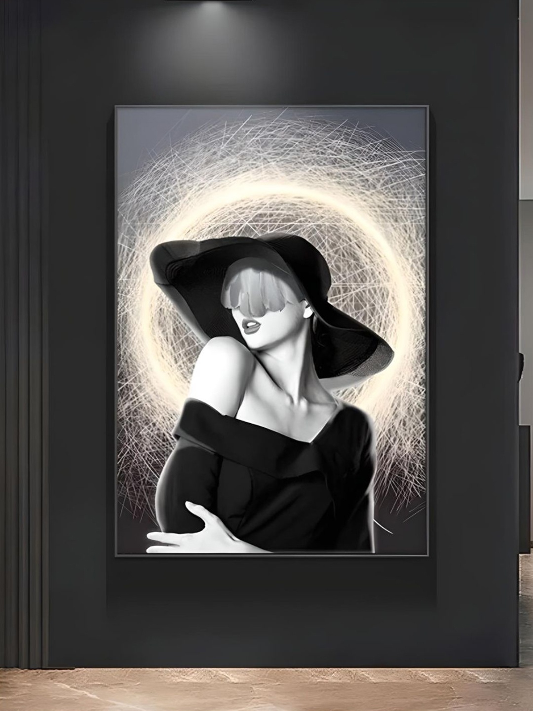

THE HANDMADE FLAIR Black & Grey Abstract Printed Wooden Wall Art