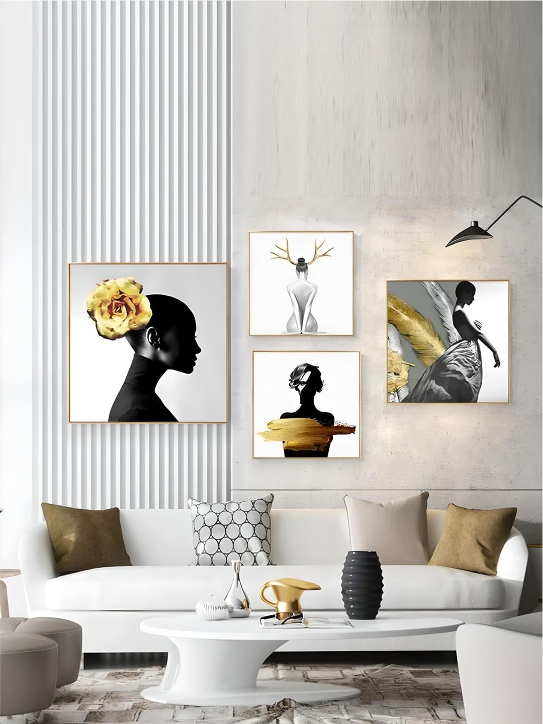 

THE HANDMADE FLAIR 4 Piece Wood Abstract Wall Art, Multi