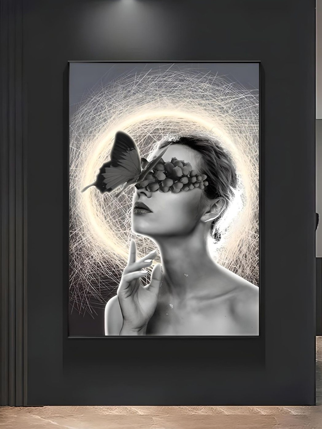 

THE HANDMADE FLAIR Black & Grey Abstract Printed Canvas Painting Wall Art