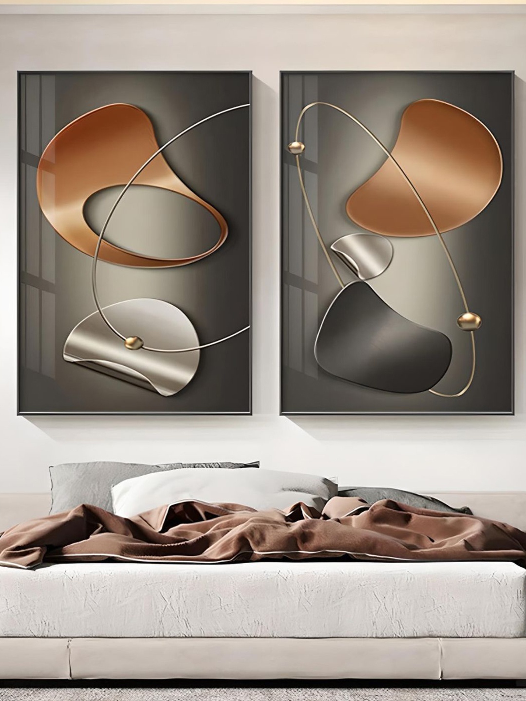 

THE HANDMADE FLAIR 2 Piece Canvas Abstract Wall Art, Multi