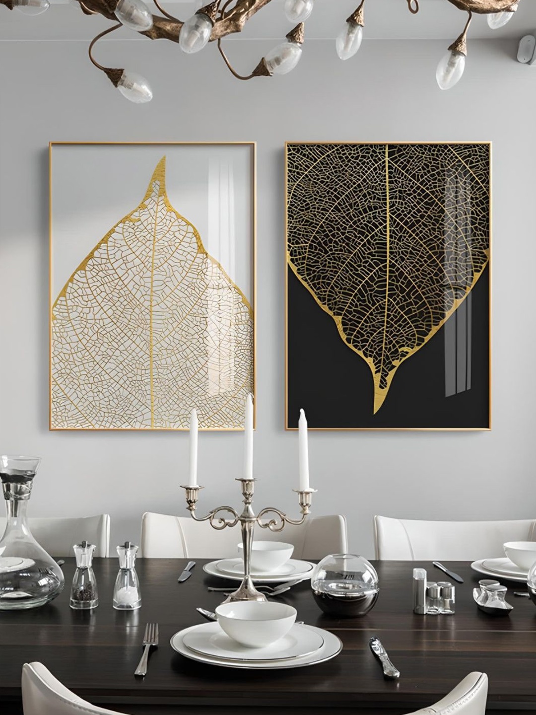 

THE HANDMADE FLAIR White & Black 2 Pieces Abstract Wooden Paintings Wall Art
