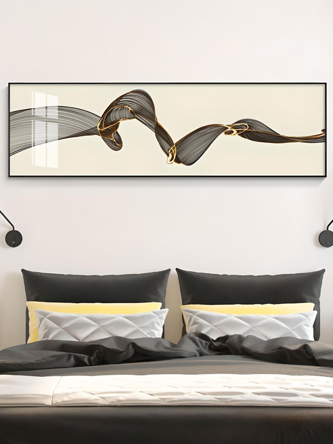 

THE HANDMADE FLAIR Grey & White Abstract Wooden Painting Wall Art