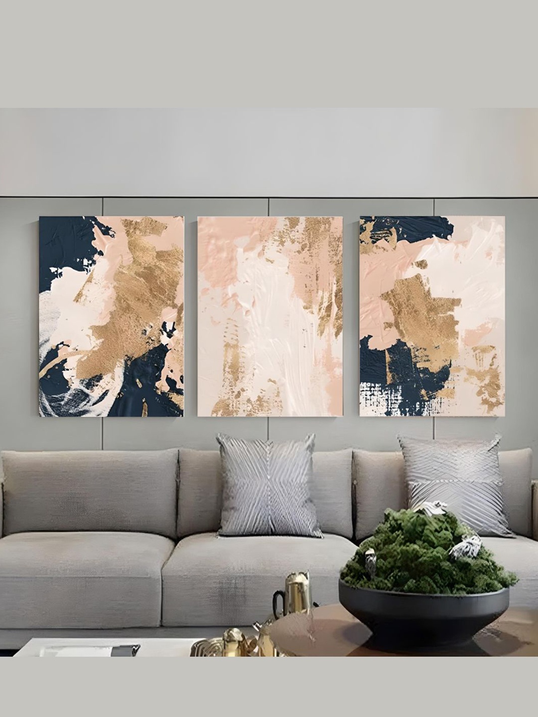 

THE HANDMADE FLAIR 3 Piece Wood Abstract Wall Art, Multi