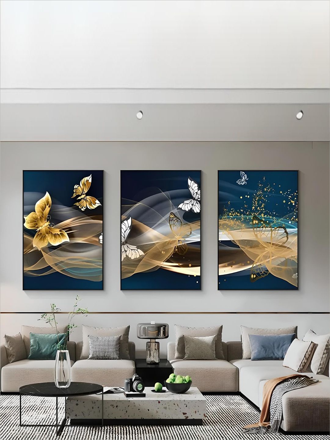 

THE HANDMADE FLAIR 3 Piece Canvas Abstract Wall Art, Multi