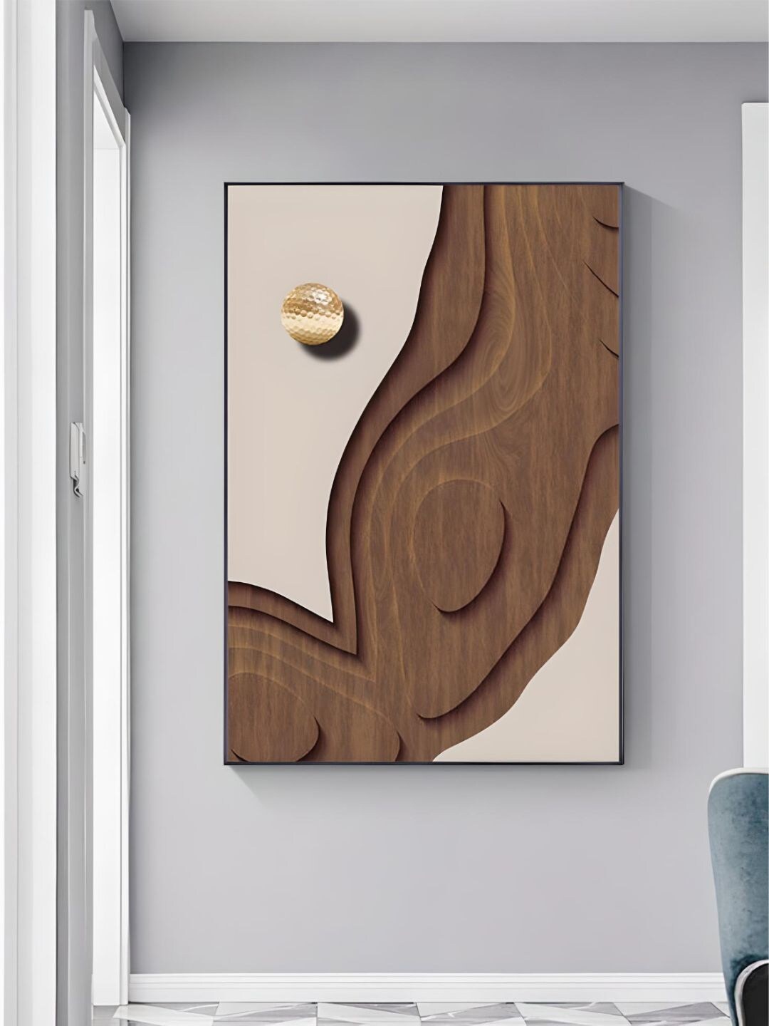 

THE HANDMADE FLAIR Brown Wooden Abstract Paintings Wall Art, White