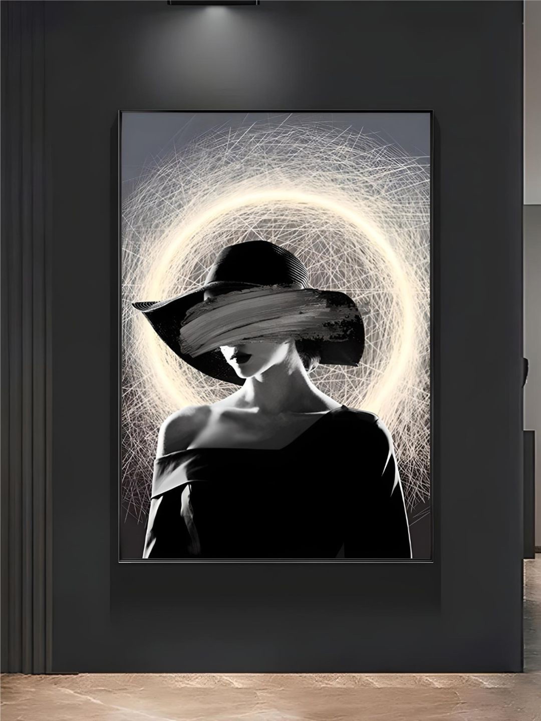 

THE HANDMADE FLAIR Black & White Abstract Girl Canvas Painting Wall Art