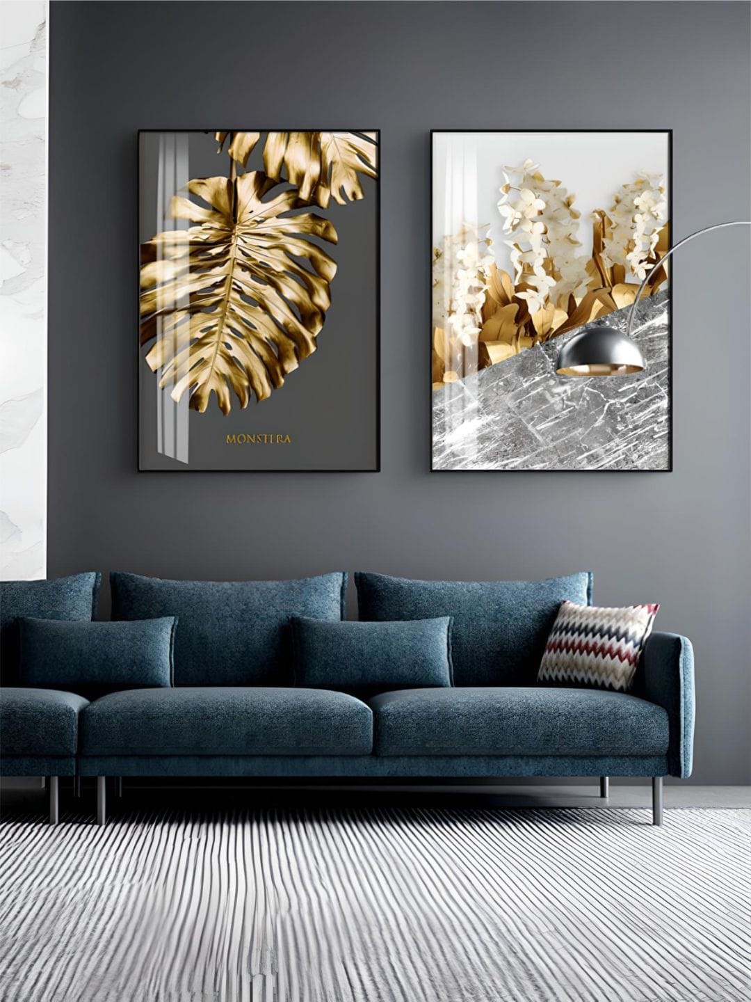 

THE HANDMADE FLAIR Black & Gold-Toned 2 Pcs Tropical Framed Painting Wall Art
