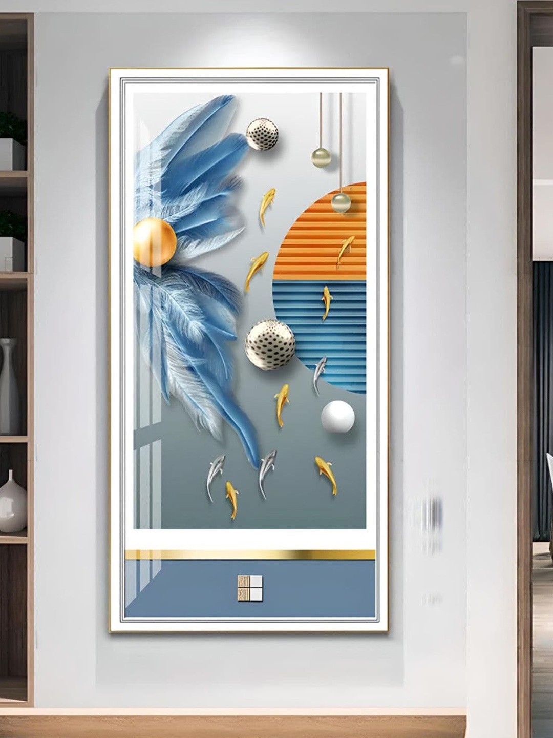 

THE HANDMADE FLAIR 1 Piece Canvas Abstract Painting Wall Art, Blue