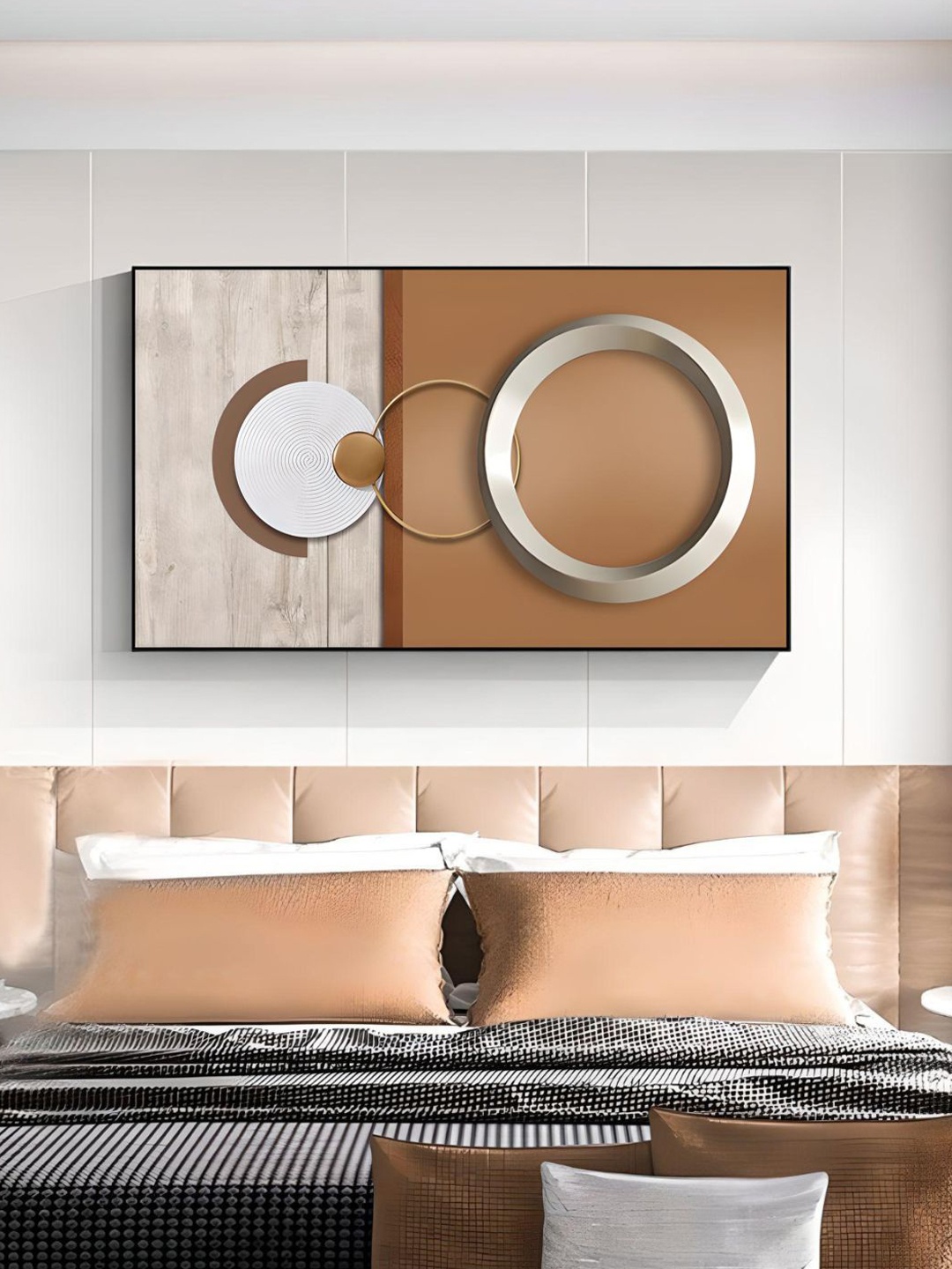 

THE HANDMADE FLAIR Beige & Brown Abstract Framed Painting Wall Art