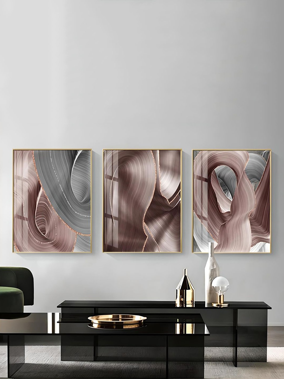 

THE HANDMADE FLAIR 3 Piece Wood Abstract Wall Art, Multi