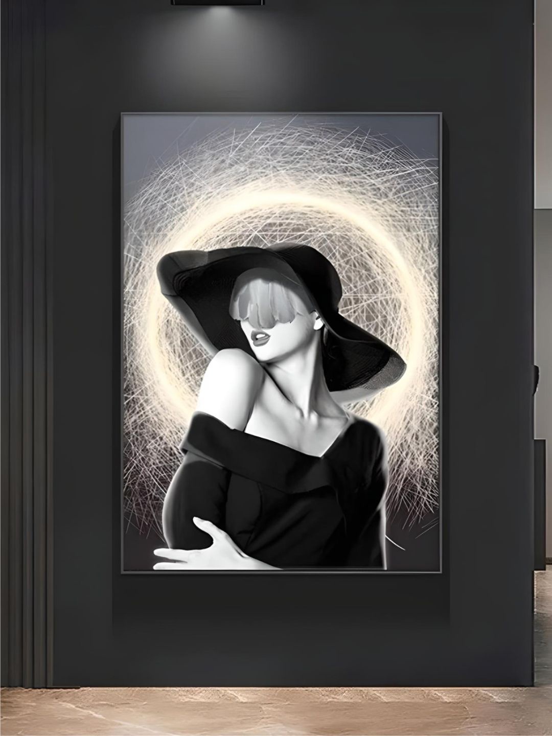 

THE HANDMADE FLAIR Black & Grey Aesthetics Abstract Girl Wall Art