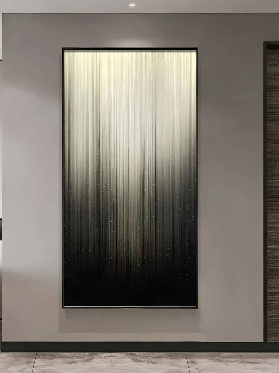

THE HANDMADE FLAIR Cream-Coloured & Black Digital Rain Framed Painting Wall Art