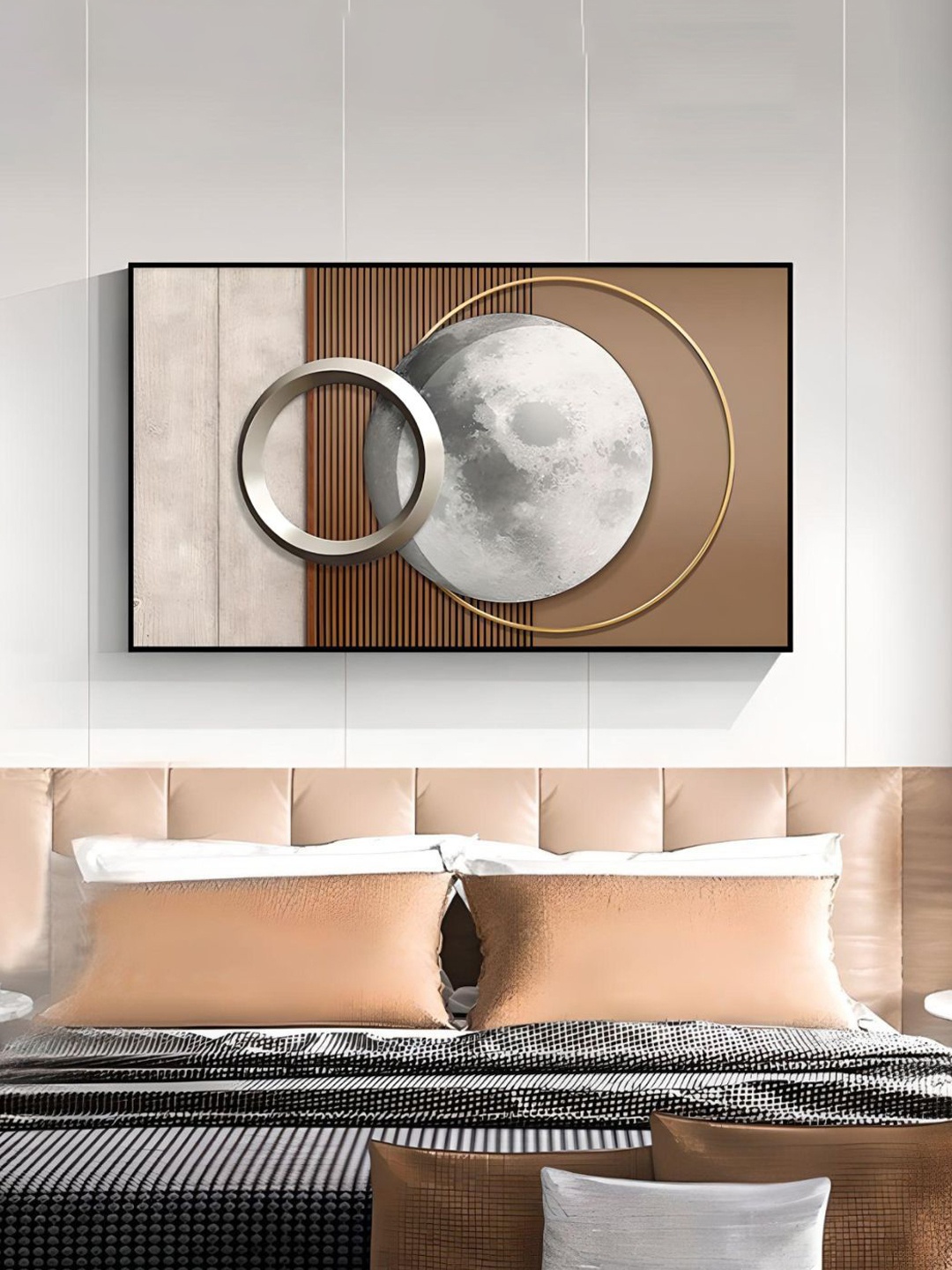 

THE HANDMADE FLAIR White & Brown Abstract Framed Painting Wall Art