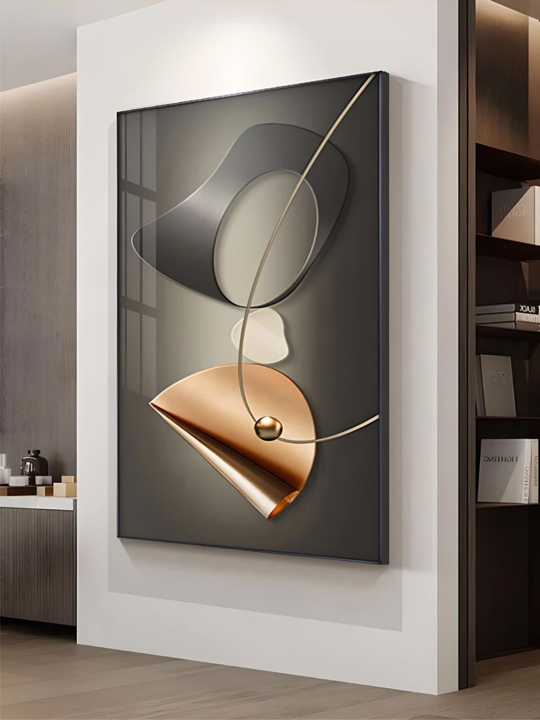 

THE HANDMADE FLAIR Grey & Brown Abstract Framed Painting Wall Art