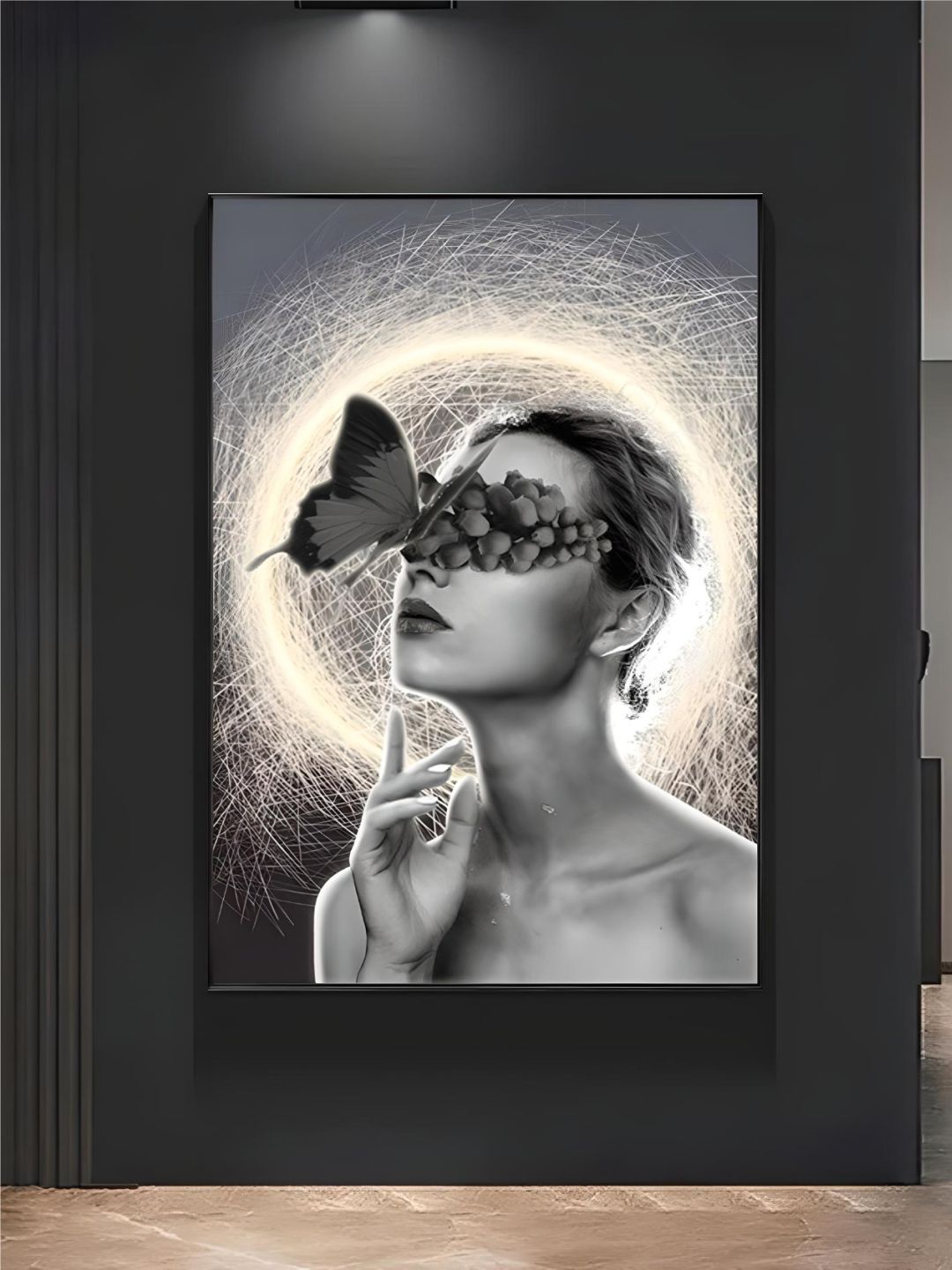 

THE HANDMADE FLAIR Grey & White Abstract Girl Framed Painting Wall Art