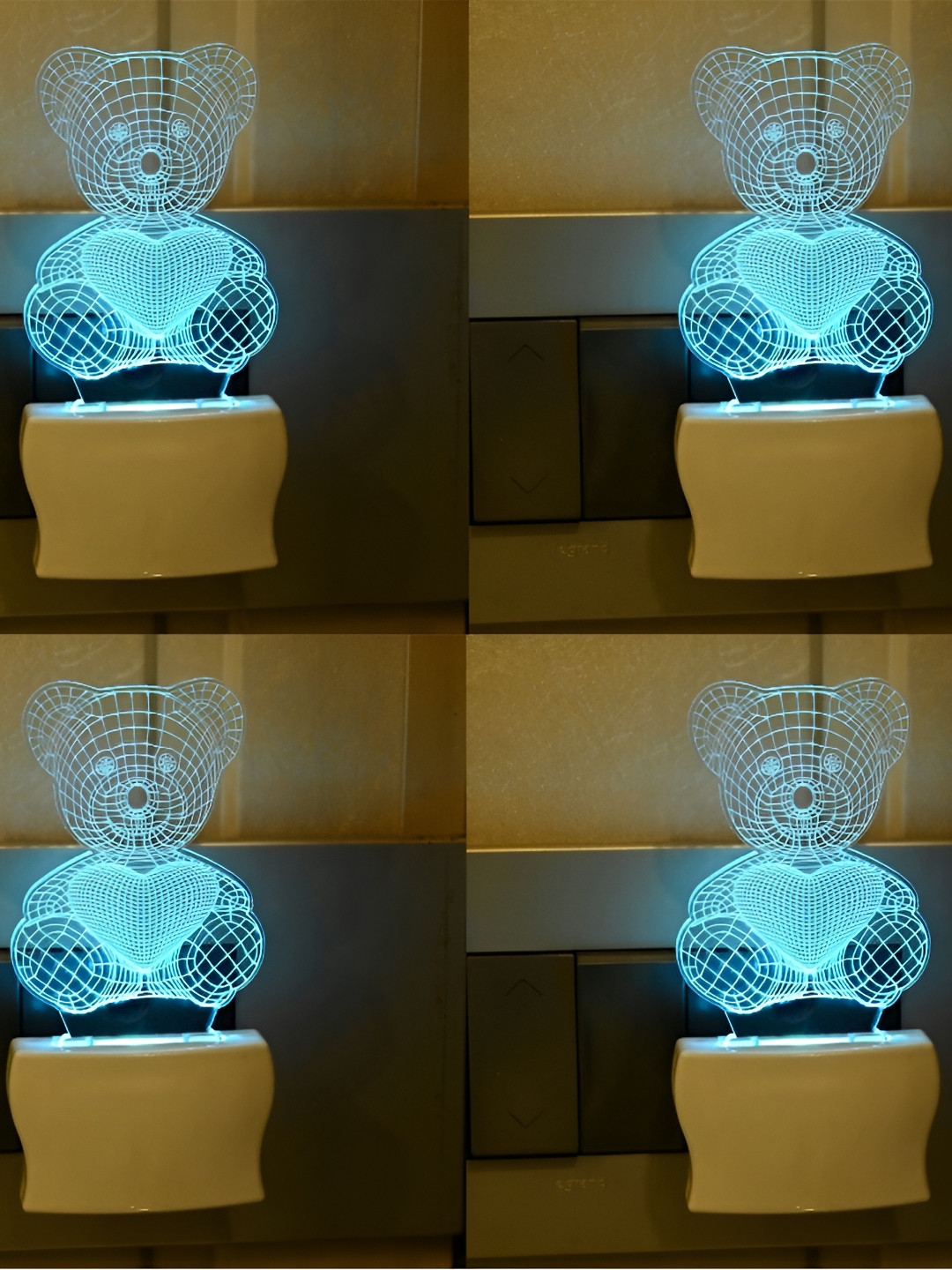 

Afast Sea Green & Transparent 4 Pieces Abstract Shaped LED Contemporary Night lamps