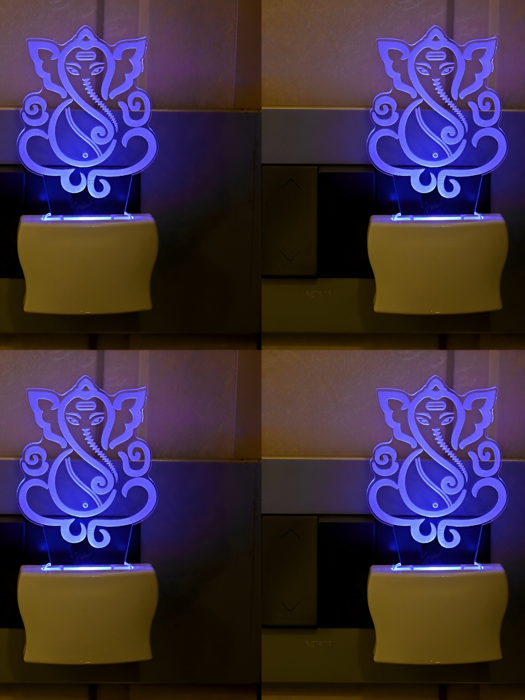 

Afast Blue 4 Pieces Printed Contemporary Acrylic Night Wall Lamp