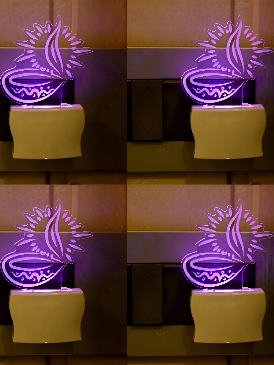 

Afast White & Transparent 4 Pieces Acrylic 3D Illusion LED Plug Night Lamps