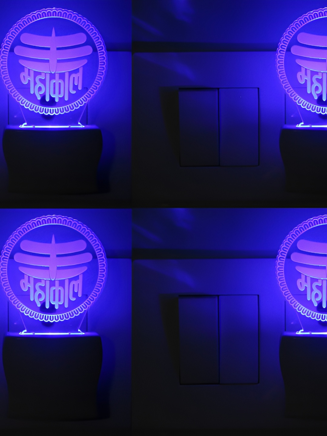 

Afast Blue & Pink 4 Pieces Mahakaal Printed LED Contemporary Night lamps