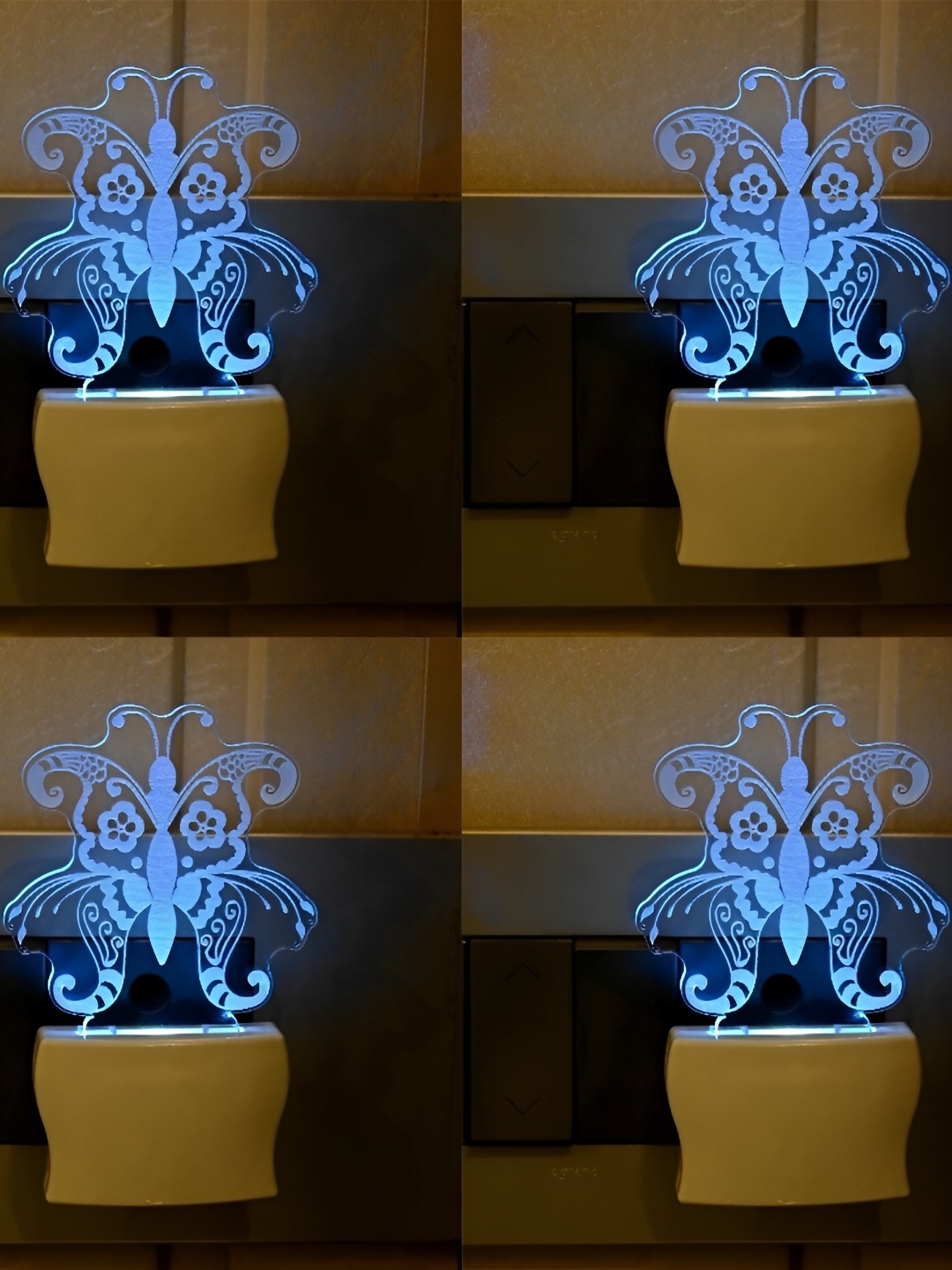 

Afast Blue & White 4 Pieces Butterfly Printed LED Contemporary Night lamps