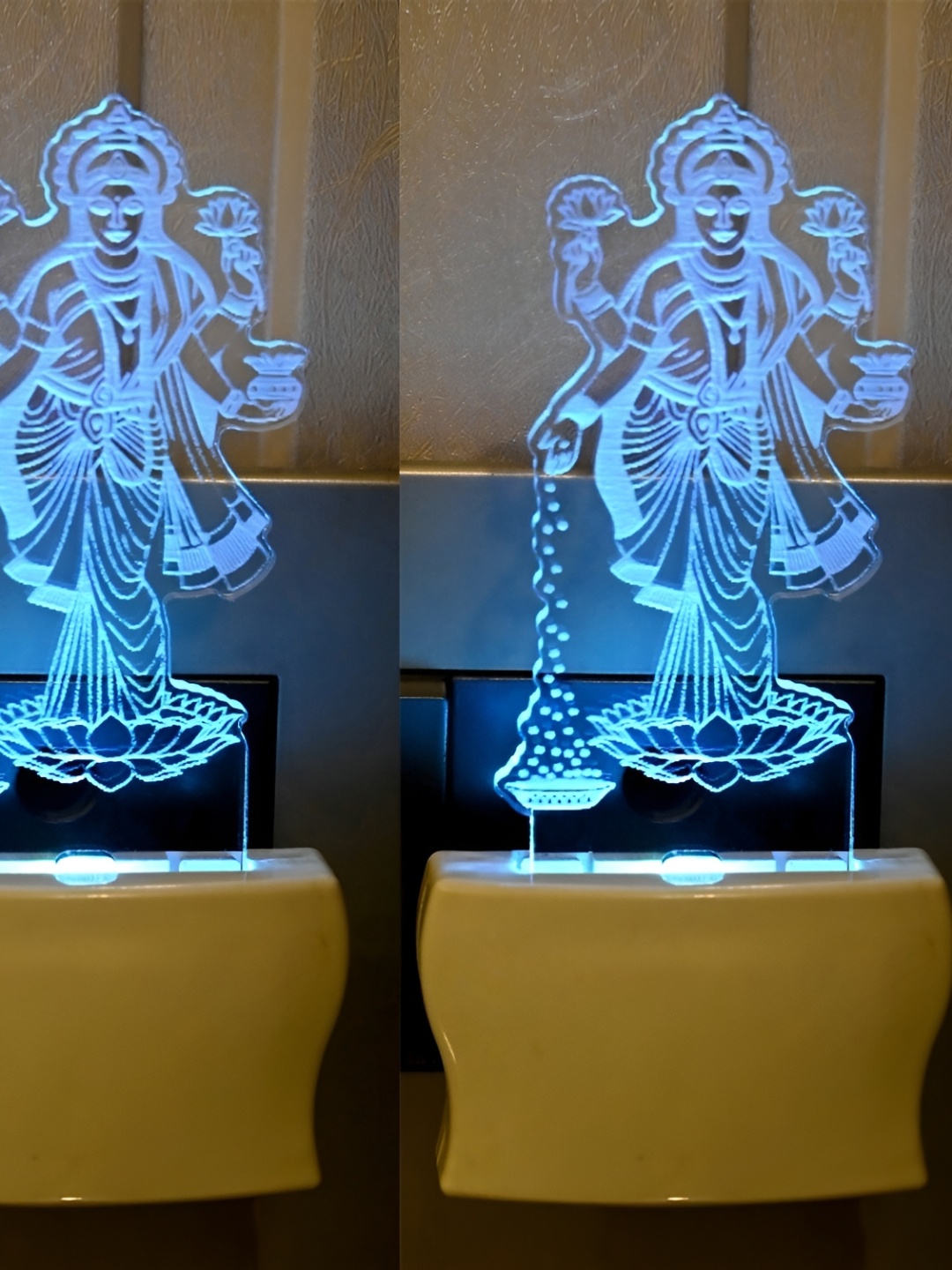 

Afast White & Blue 2 Pieces Laxmi Goddess Printed LED Contemporary Night lamps