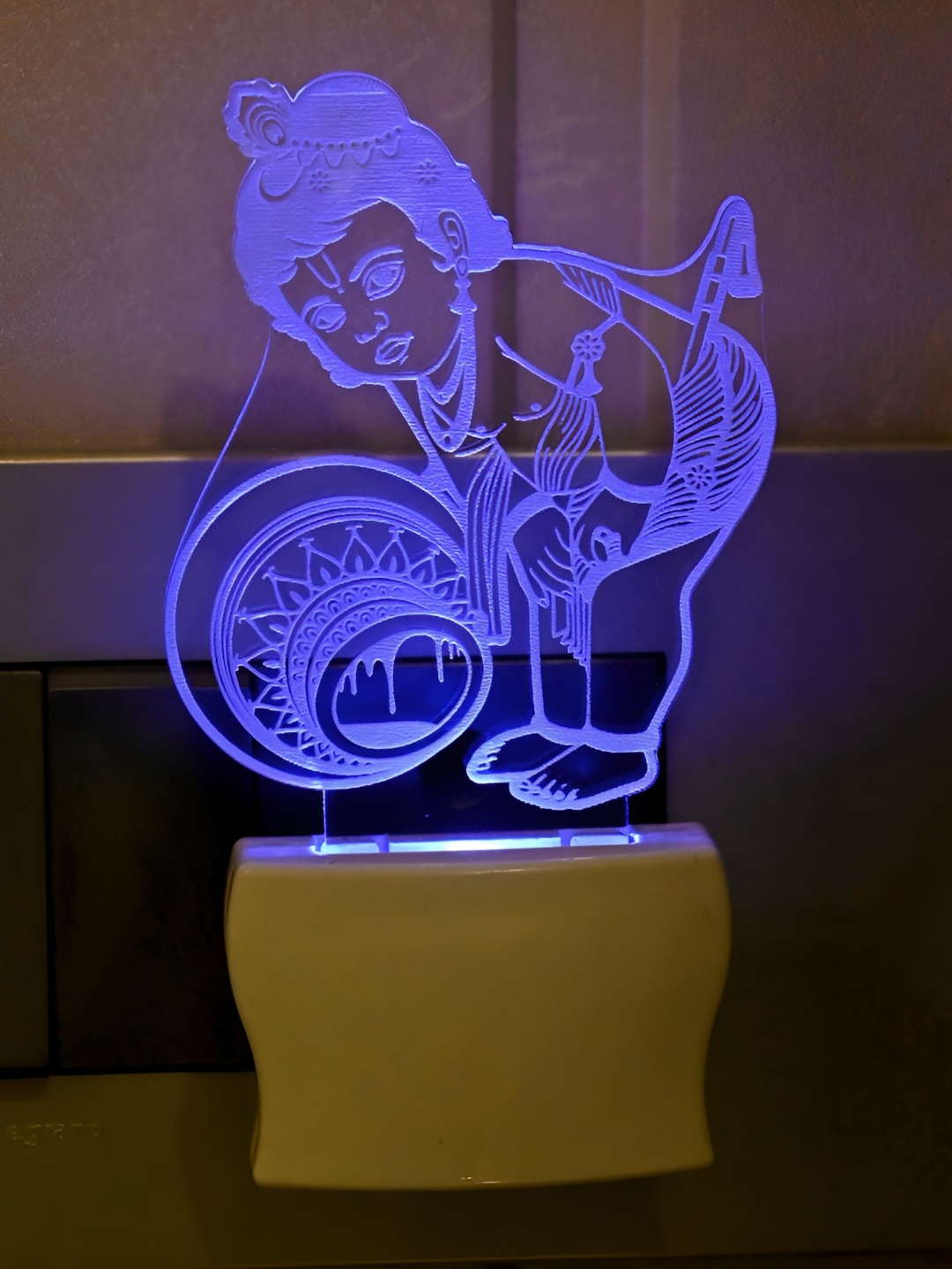 

Afast White & Transparent 3D Illusion Sri Krishna Printed Glass Wall Lamp