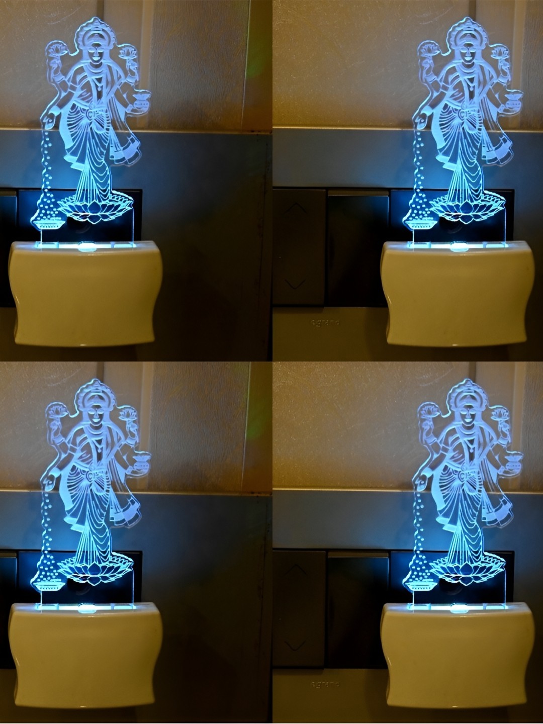 

Afast White & Transparent 4 Pieces Acrylic 3D Illusion LED Plug Night Lamps