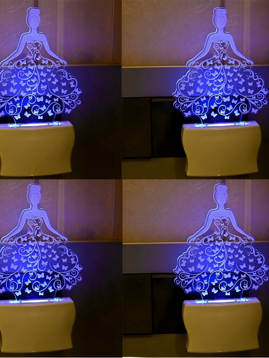 

Afast Blue 4 Pieces Printed Contemporary Acrylic Night Wall Lamp