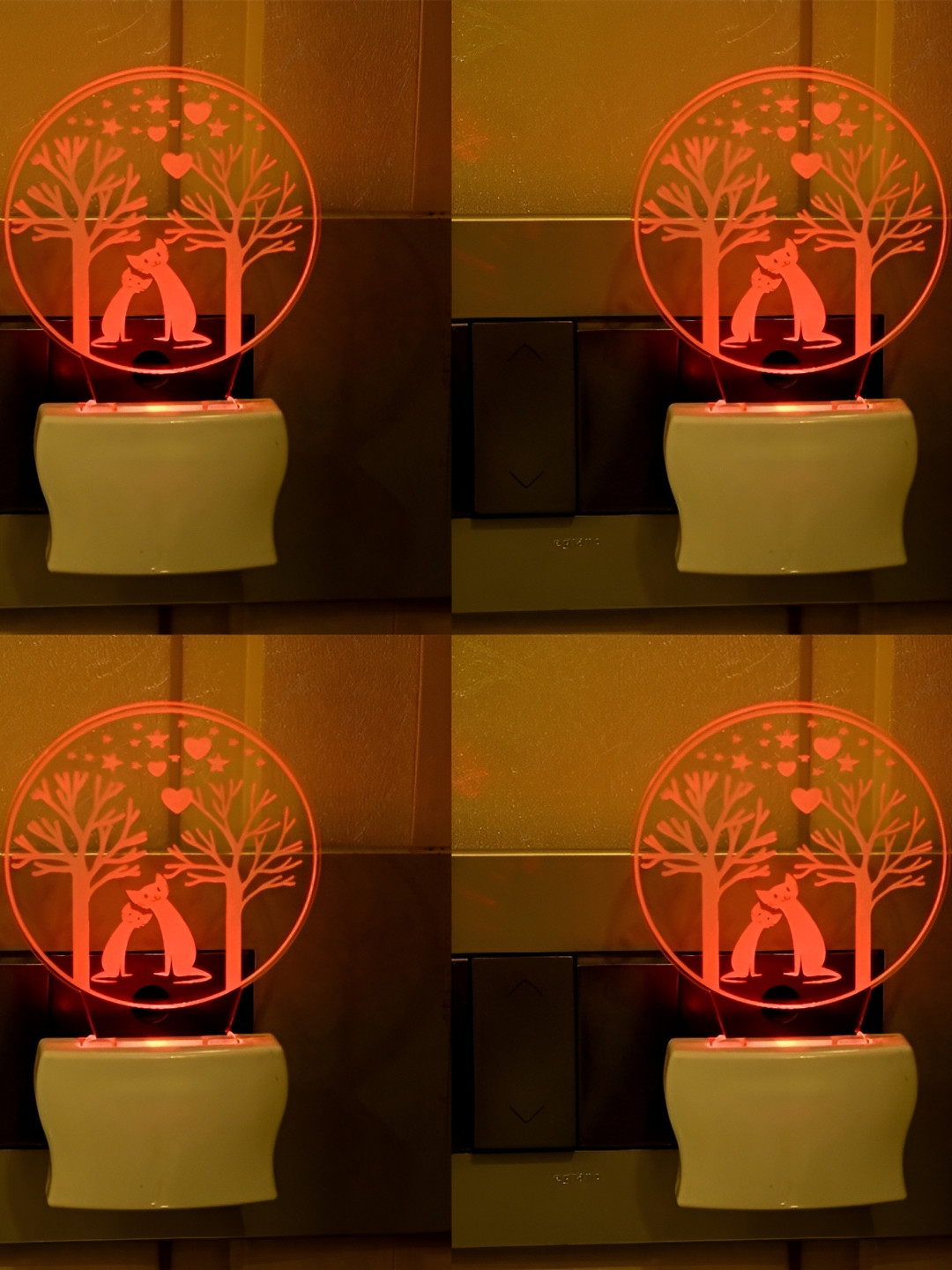 

Afast Transparent 4 Pieces Round Shaped Wall Lamps, Multi