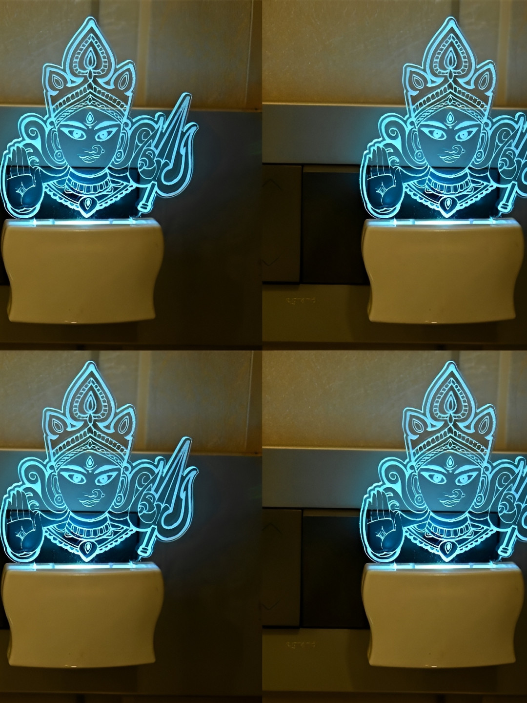 

Afast Blue 4 Pieces Goddess Durga Kali Abstract Acrylic LED Night Wall Lamp