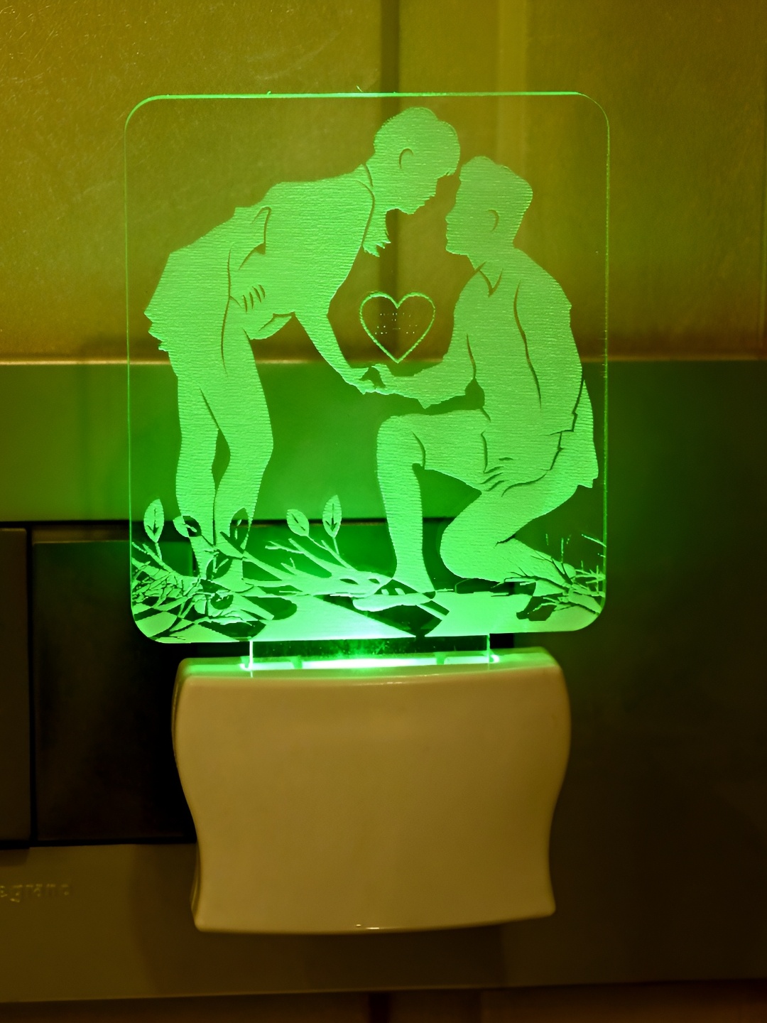 

Afast Green Purposing Couple Square Acrylic LED Night Wall Lamp, Multi