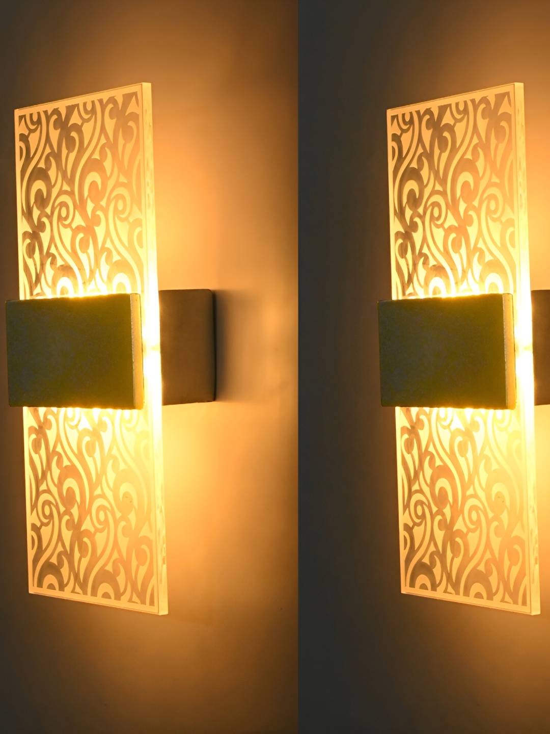 

Afast Beige 2 Pcs Textured Acrylic Contemporary Night Wall Lamps