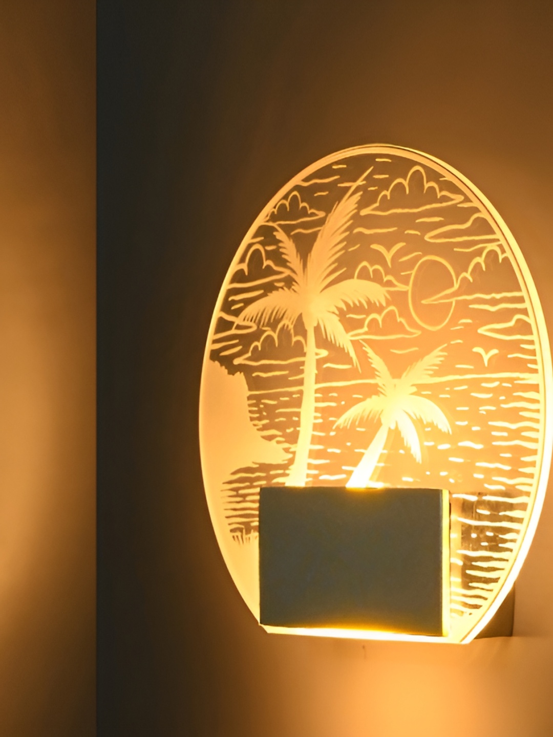 

Afast Yellow & White Printed Spherical Shaped Acrylic Night Wall Lamp
